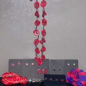 10pc Jewelry bundle hair clips earrings necklace bracelet